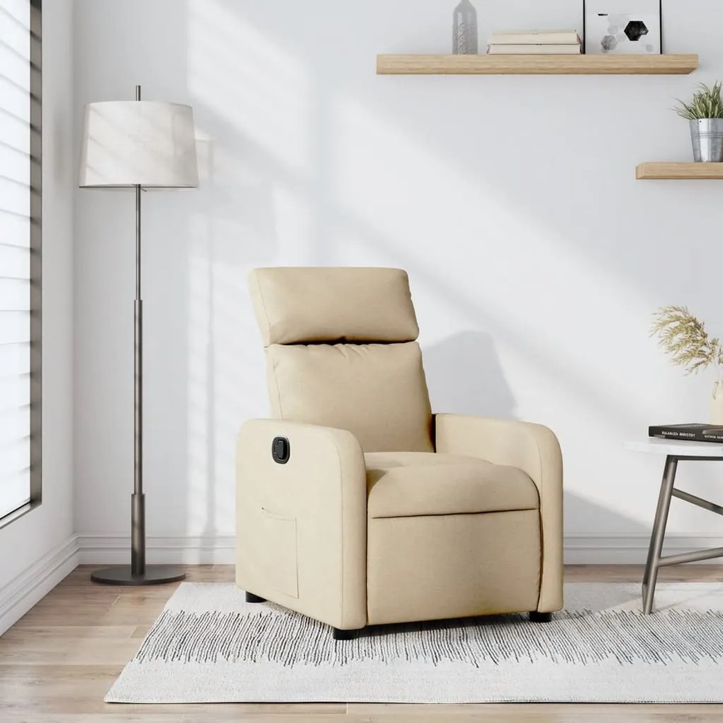 Poltrona Reclinabile İn Tessuto Crema /