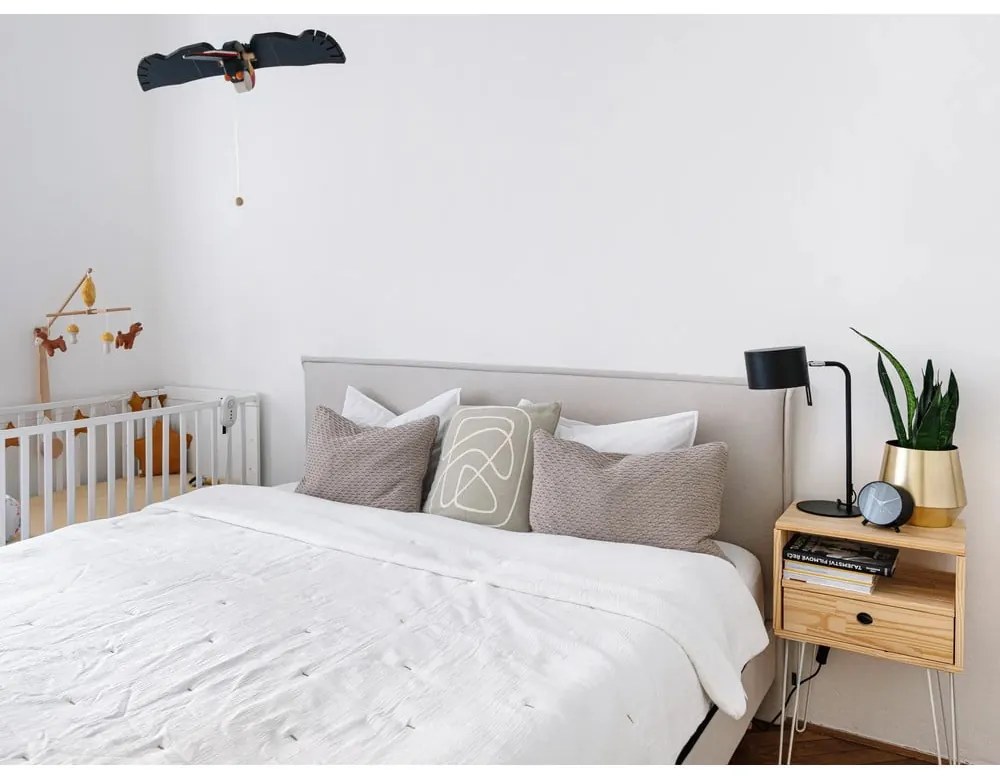 Letto matrimoniale imbottito grigio chiaro con griglia 180x200 cm Sary - Bobochic Paris