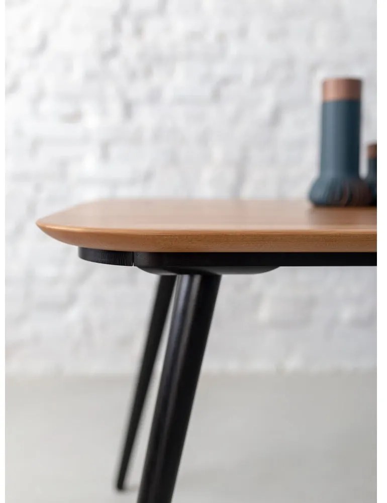 Tavolo da pranzo in legno di frassino con gambe nere , 180 x 90 cm Contrast - Ragaba