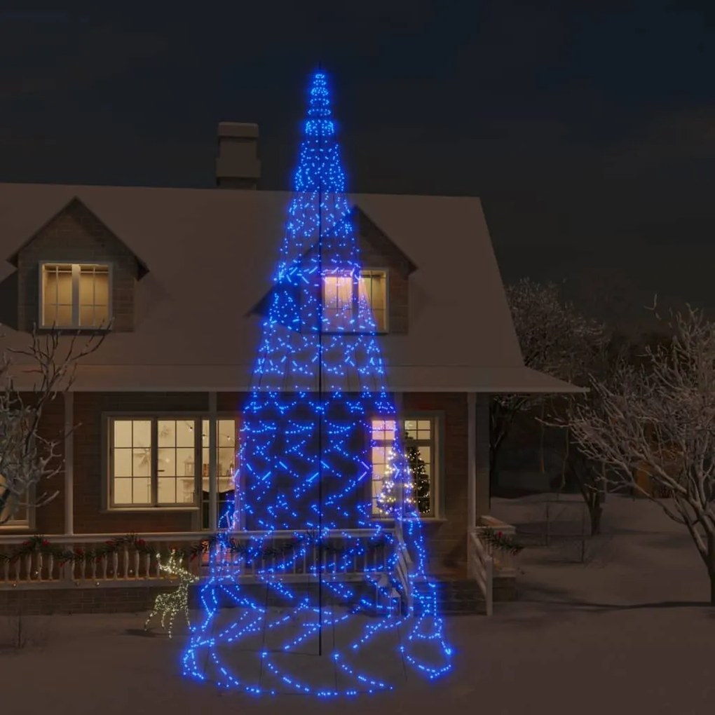 Albero di Natale Pennone con LED di diverse intensità e altezze, Blu / 800 cm / 3000