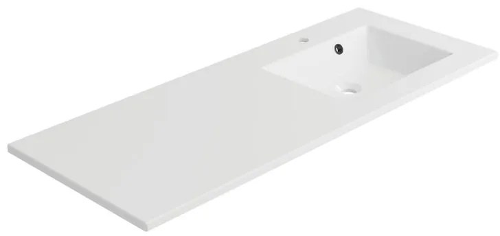 Lavabo integrale a incasso a destra rettangolare Neo L 121 x H 11.2 x P 48.5 cm in composito minerale di resina gelificata bianco