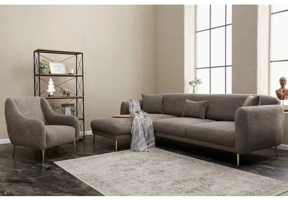 Divano angolare grigio (con penisola a sinistra/con chaise lounge) Simena – Balcab Home