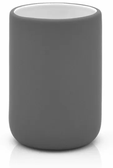 Portaspazzolino da appoggio grigio scuro in ceramica soft touch