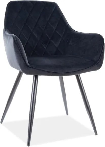 Sedia Linea Velvet Nero/Nero - H82 cm