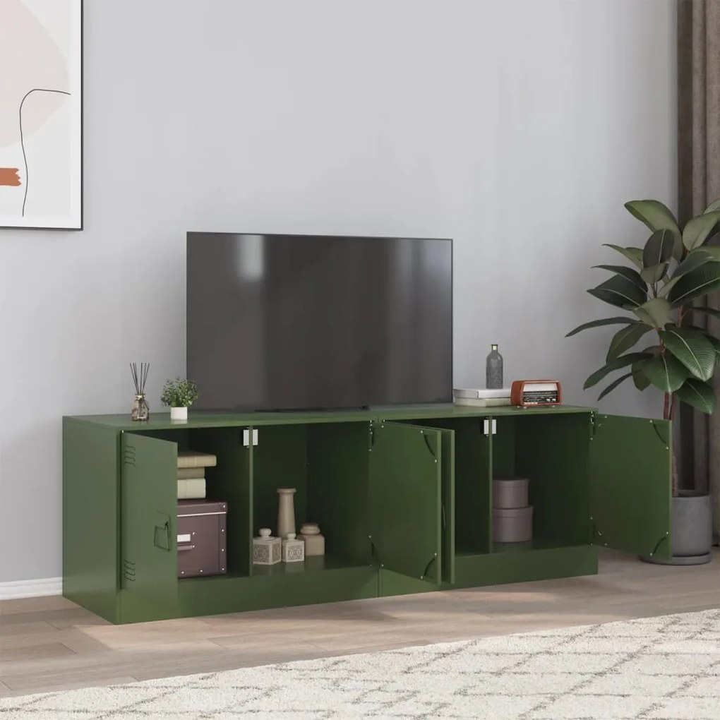 Mobili Tv 2 Pz Verde Oliva 67x39x44 Cm İn Acciaio /