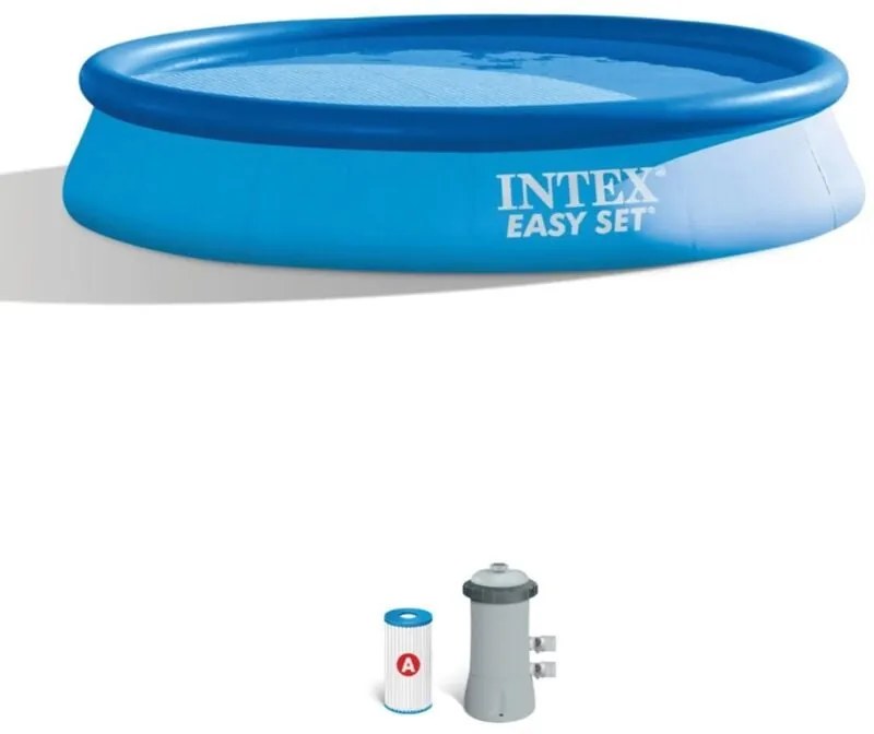 Intex - 28132NP – Piscina Fuori Terra Easy Set Rotonda, Pompa Filtro 2006 L/h, 5621 l, pvc, Azzurro, 366x76 cm