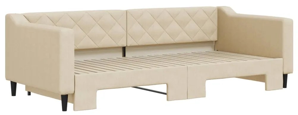 Divano letto con letto estraibile crema 90x200 cm in tessuto