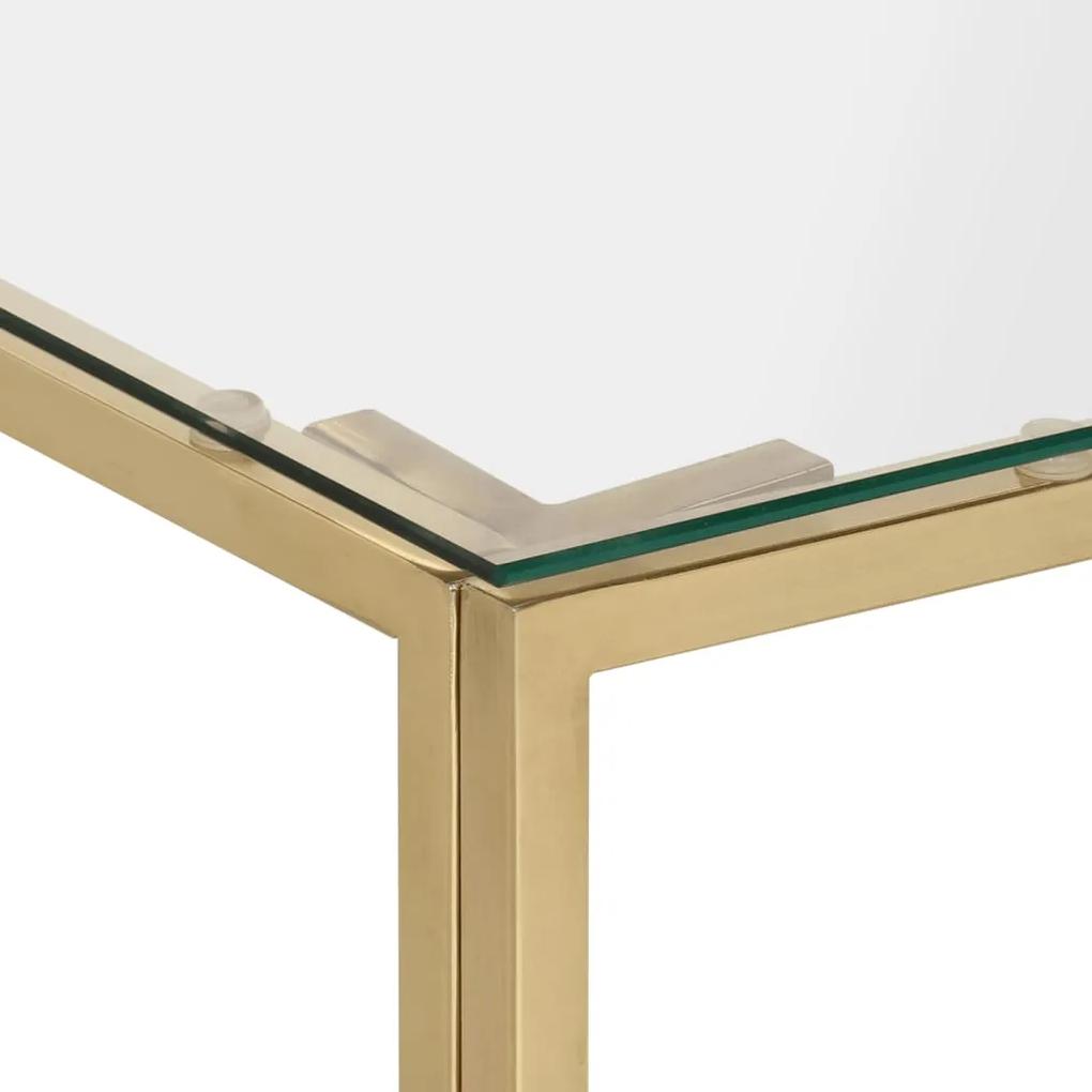 Tavolino salotto dorato acciaio inossidabile e vetro temperato