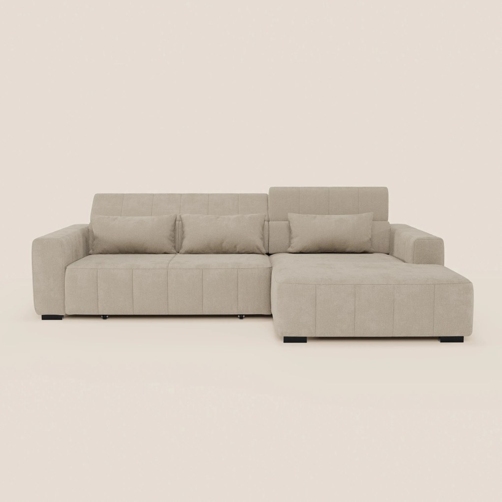 Doric Divano angolare con penisola e sedute allungabili con relax elettrico - poggiatesta reclinabili in tessuto smacchiabile T23