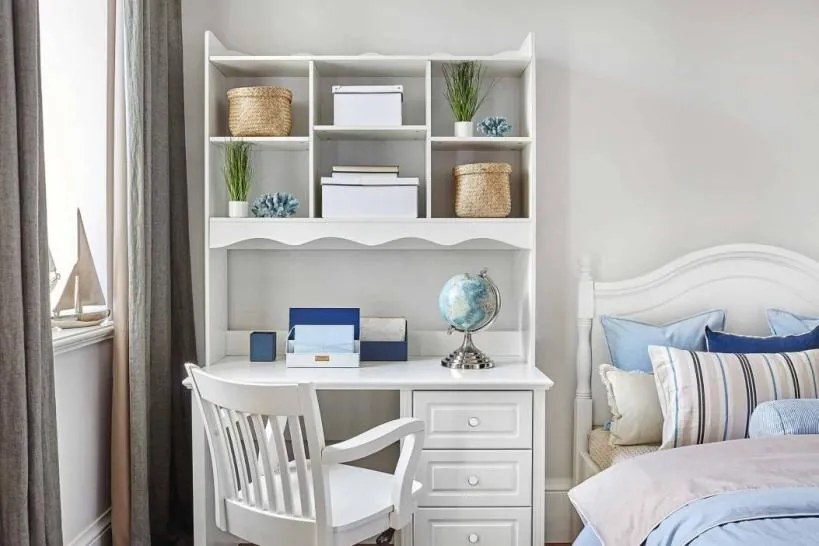 Scrivania con libreria integrata di colore bianco in stile provenzale PRINCESS 815-Arrediorg.it