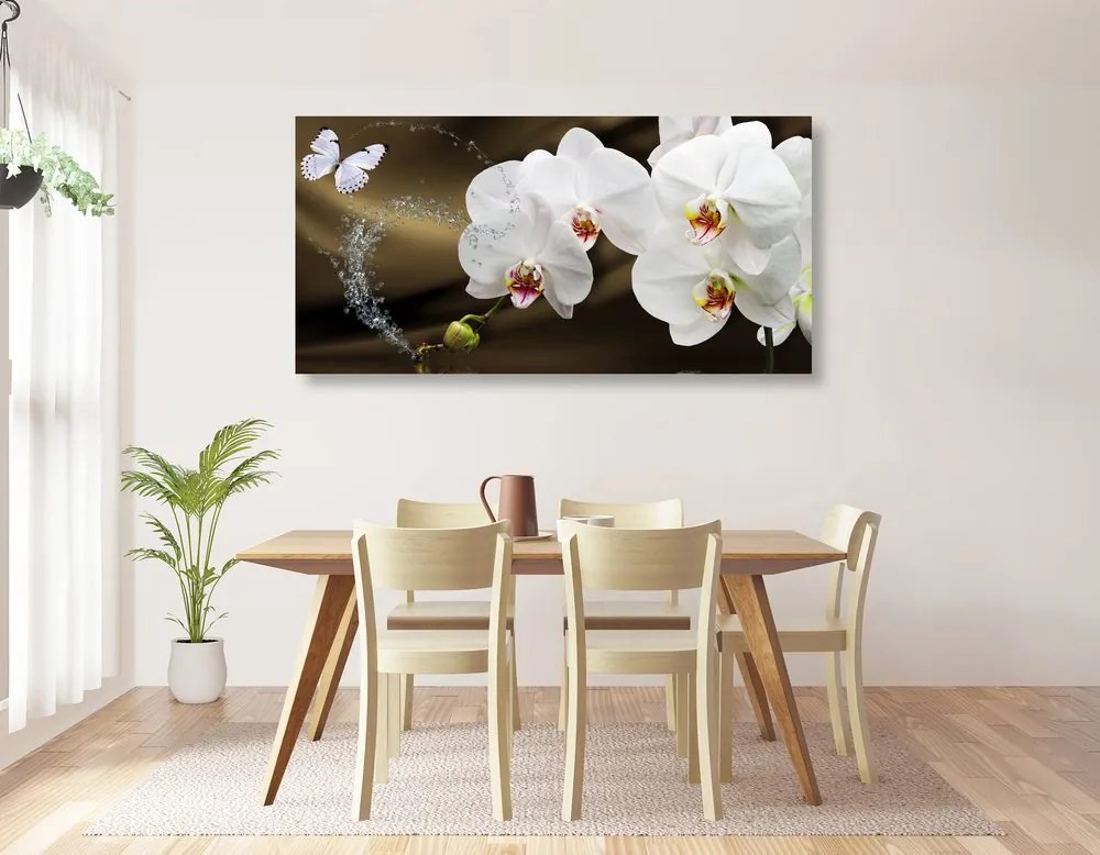 Quadro su tela – Orchidea e farfalla