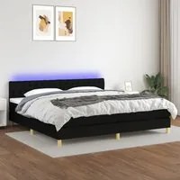 Letto a Molle Materasso e LED Nero 200x200cm in Tessuto cod mxl 60302