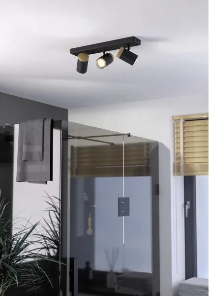 Eglo 300002 - Faretto da bagno CONSUMA 3xGU10/3W/230V IP44 nero/beige