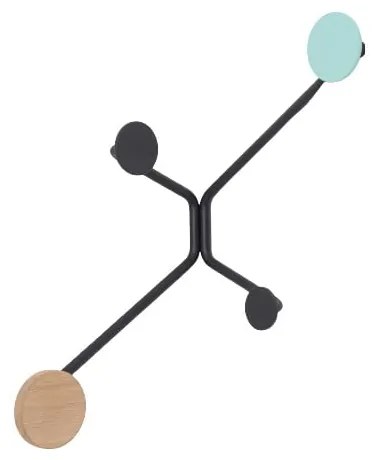 Appendiabiti angolare nero con dettaglio verde menta Hook - Gazzda