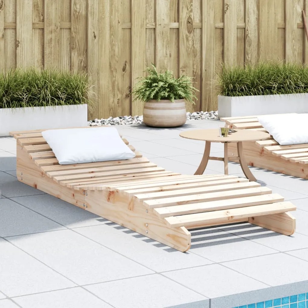 Lettino Prendisole 205x60x31,5 Cm İn Legno Massello Di Pino /