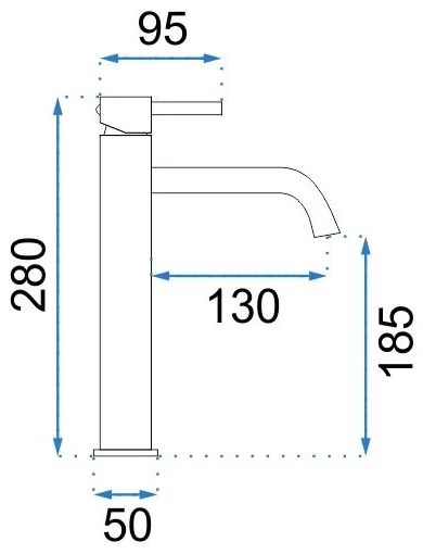 REA-B4104 - Miscelatore per lavabo LUNGO 28 cm, cromo lucido