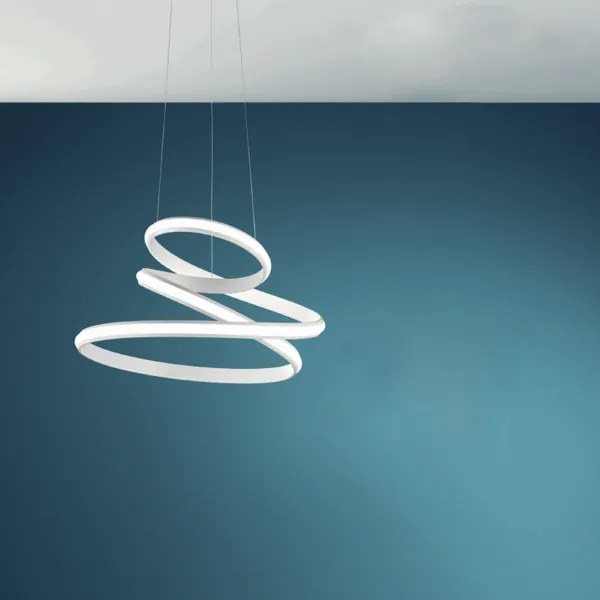 Lampada a sospensione moderna VUELTA a LED in metallo verniciato D57 cm BIANCO