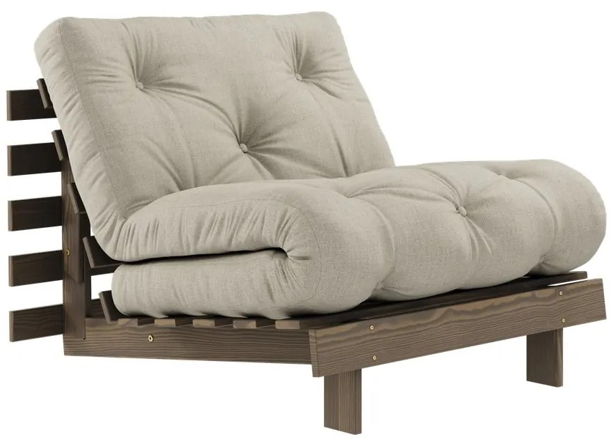 Poltrona greige allungabile con rivestimento in lino Roots Carob – Karup Design