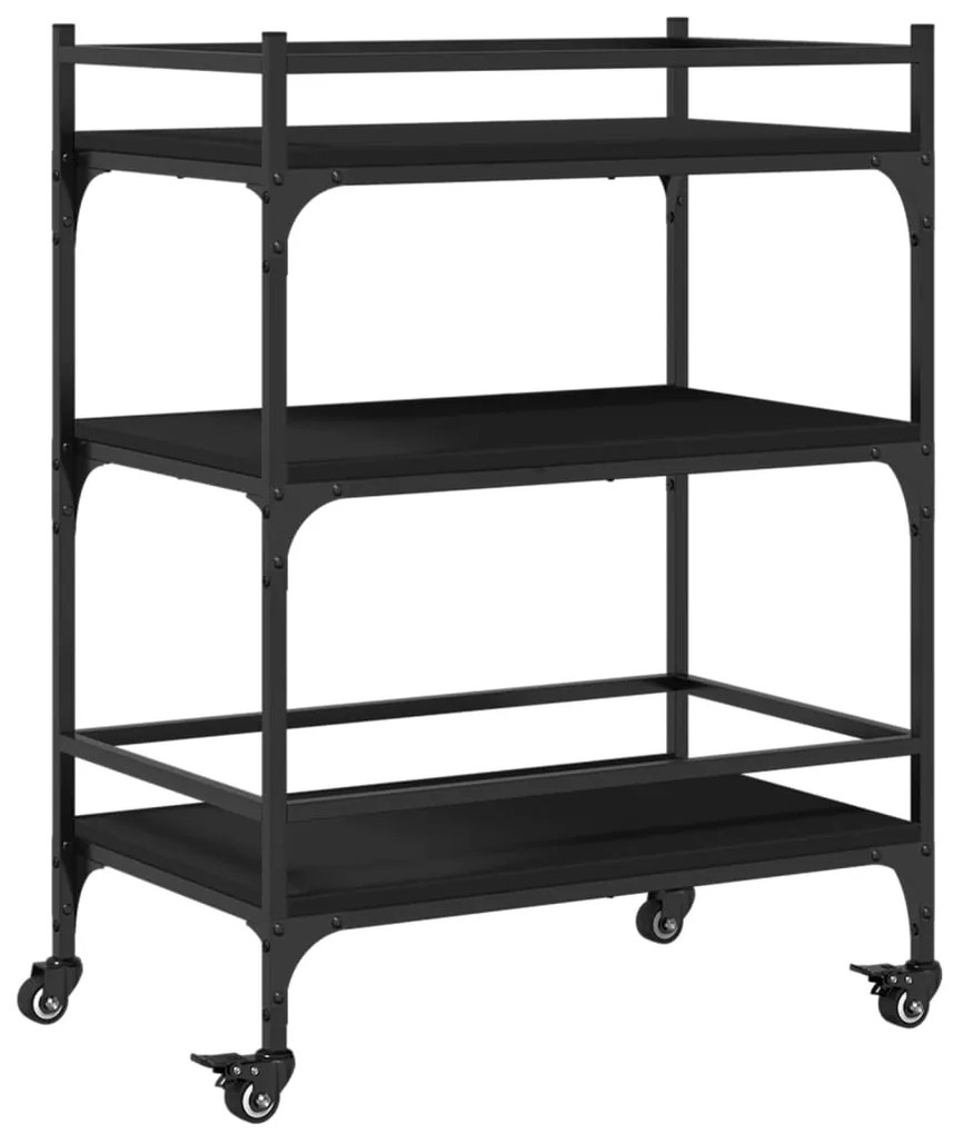 Carrello da cucina nero 65x40x86,5 cm in legno multistrato