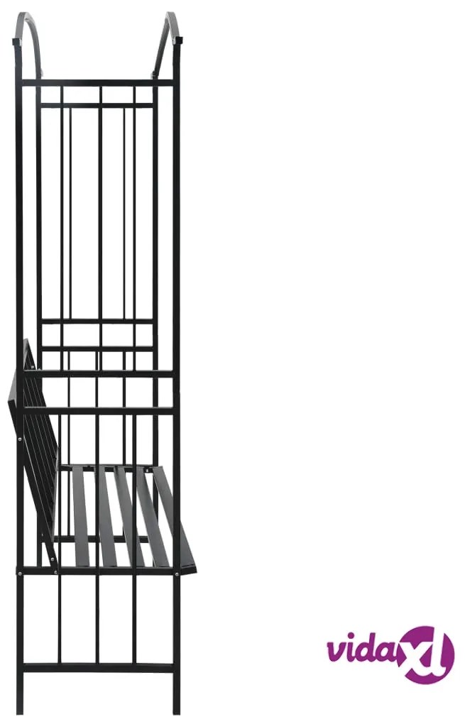 vidaXL Arco da Giardino con Panca Nero 128x50x207 cm in Ferro