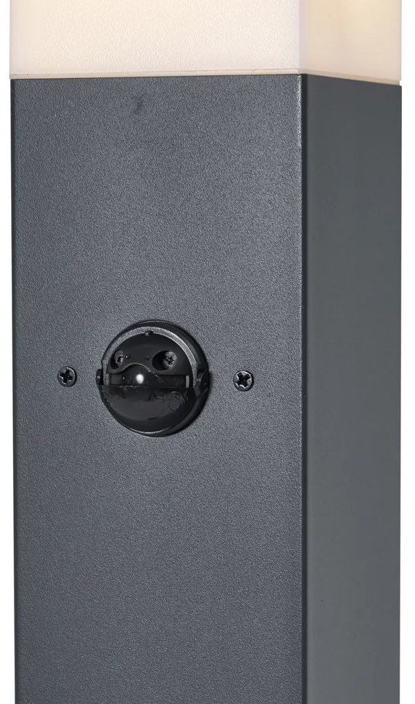 Lampada da esterno grigio scuro con vetro opale 80cm IP44 con presa e sensore di movimento - Malios