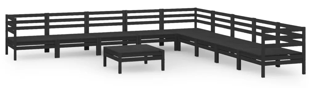 Set salotto da giardino 10 pz in legno massello di pino nero