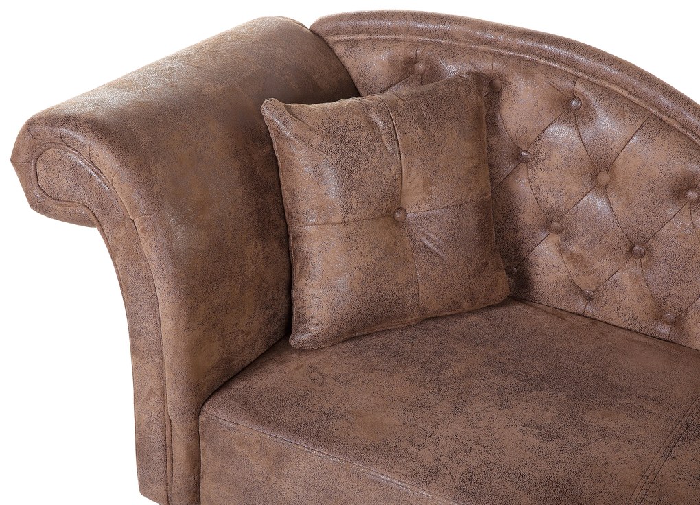 Chaise-longue in scamosciato sintetico marrone sinistra LATTES Beliani