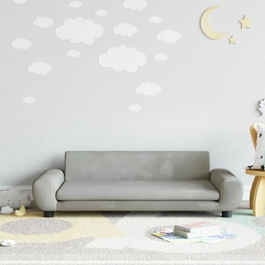 Divano Per Bambini Grigio Chiaro 100x54x33 Cm İn Velluto /