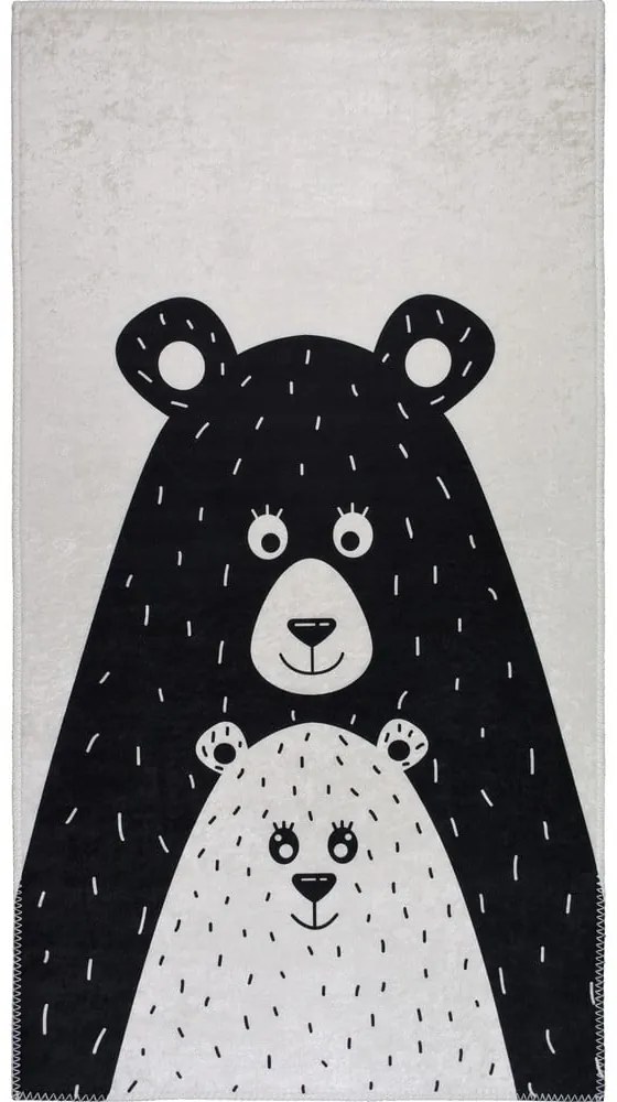 Tappeto per bambini bianco e nero lavabile 80x120 cm Bear Family – Vitaus