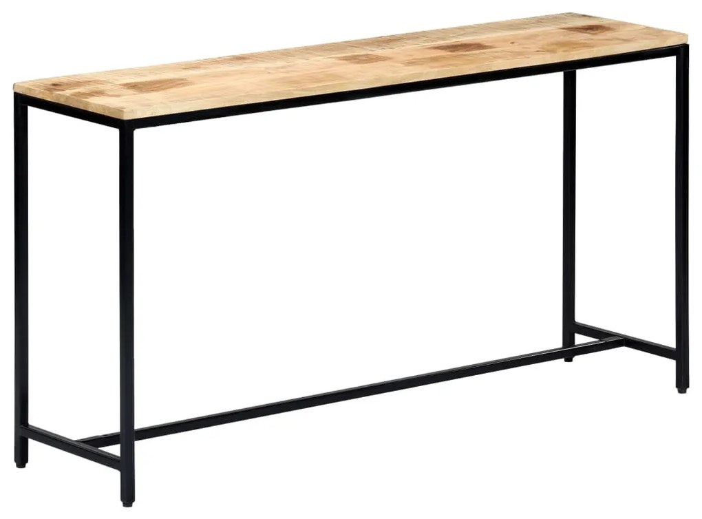 Tavolo Consolle 140x35x76 Cm İn Legno Massello Di Mango Grezzo /