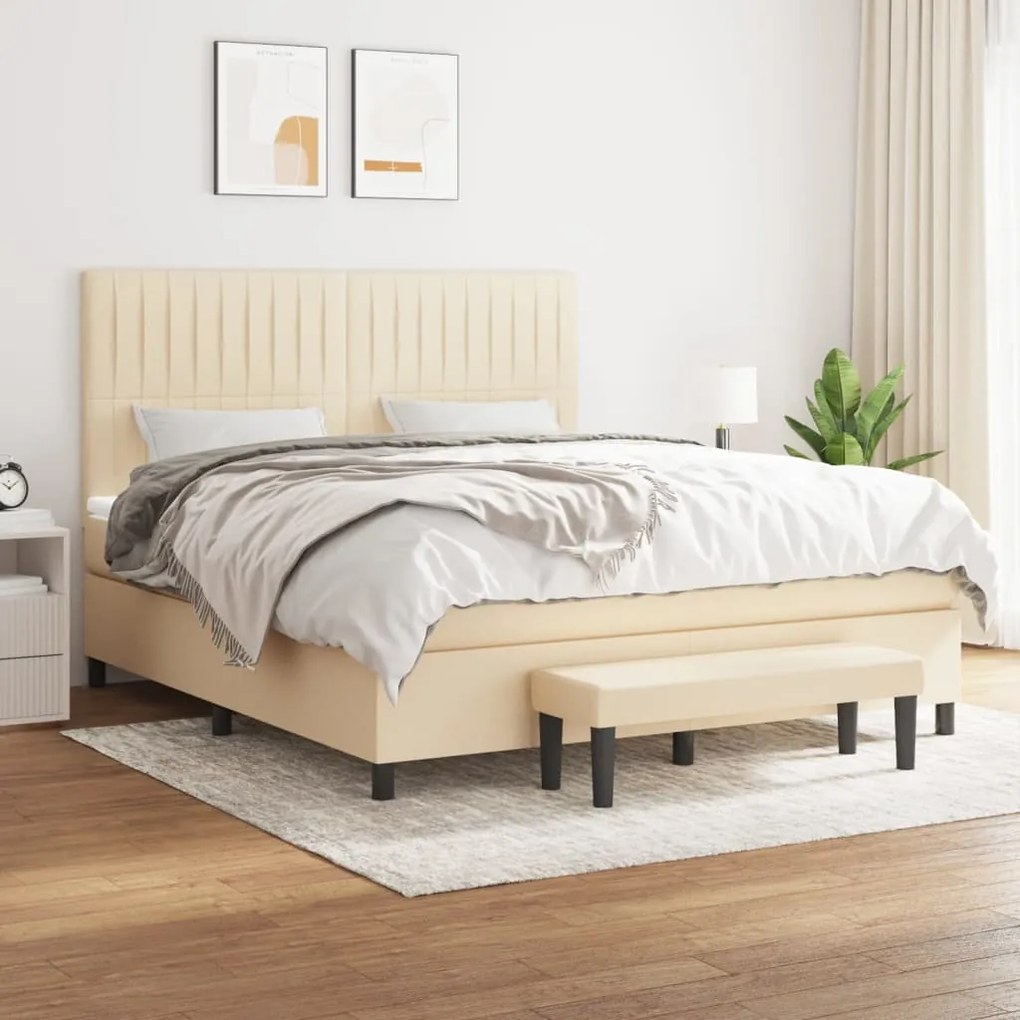 Giroletto A Molle Con Materasso Crema 160x200 Cm İn Tessuto /