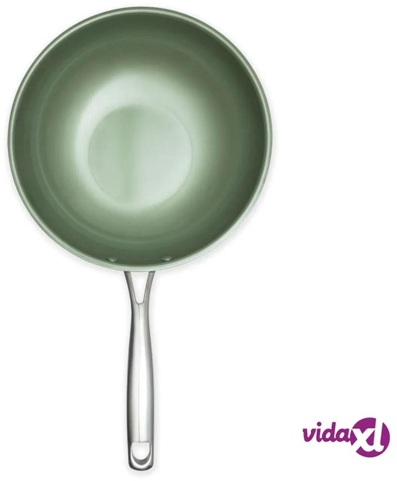 Just Vegan Padella Wok ECO CeraVegan 28 cm Acciaio Inossidabile Verde