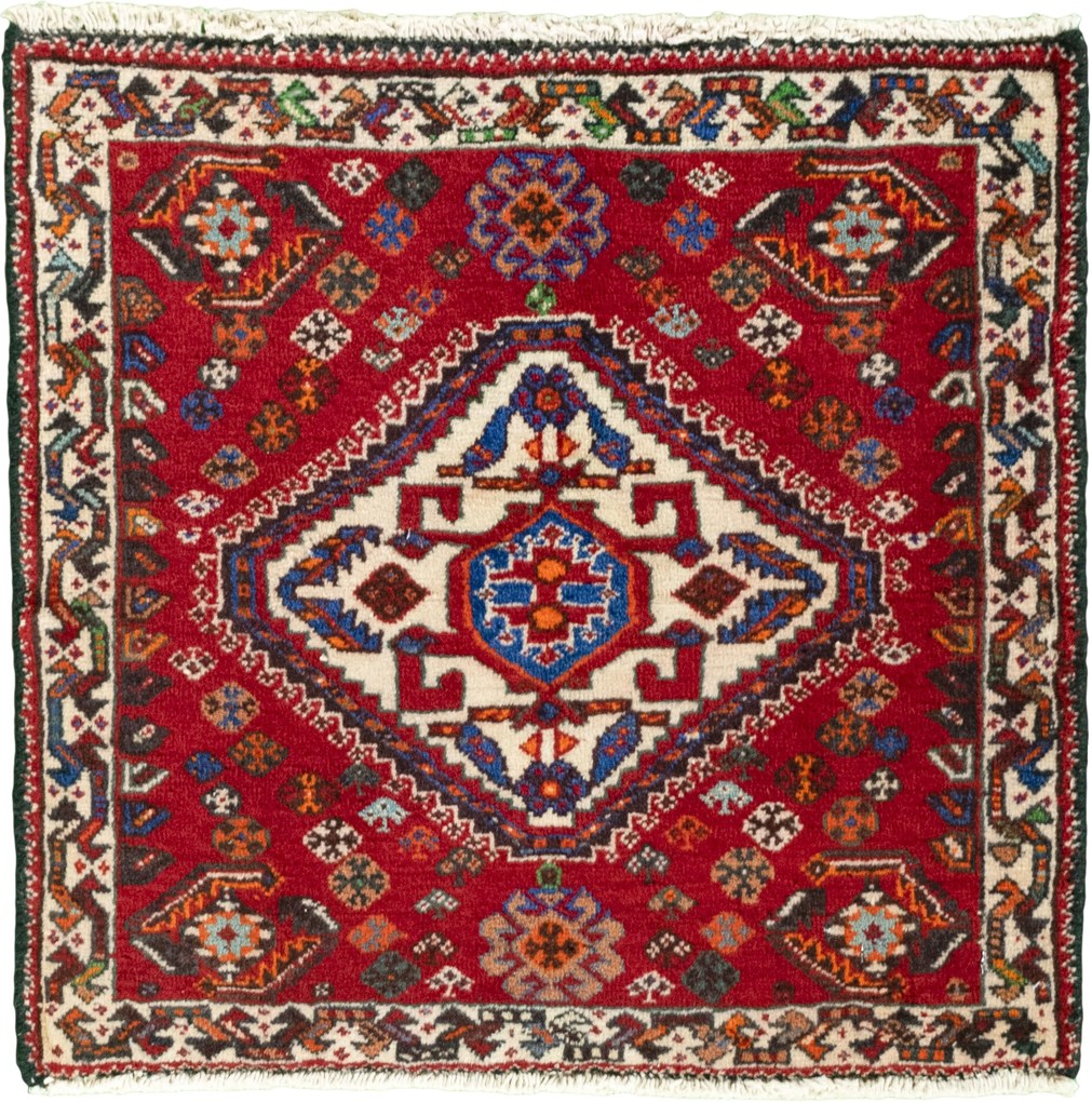 Shiraz Tappeto persiano 60 x 60 Rosso (Iran) Annodato A Mano