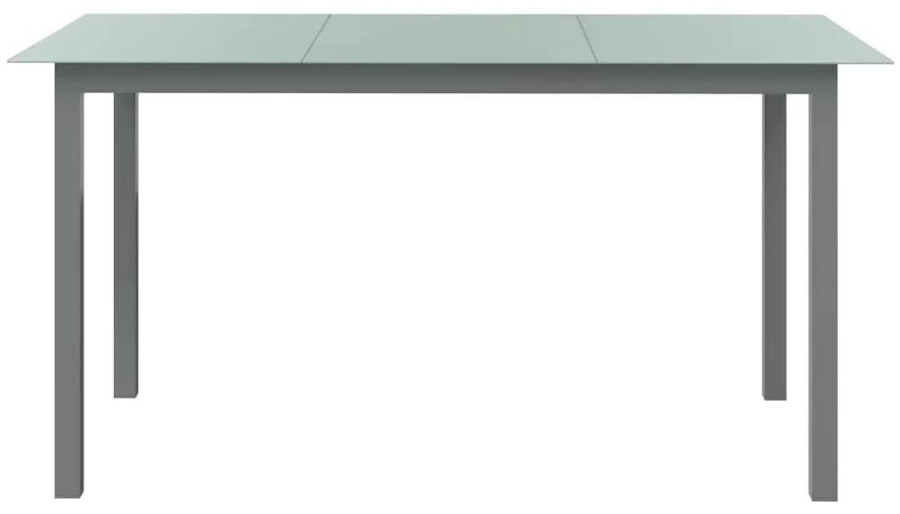 Tavolo da giardino grigio chiaro 150x90x74cm alluminio e vetro