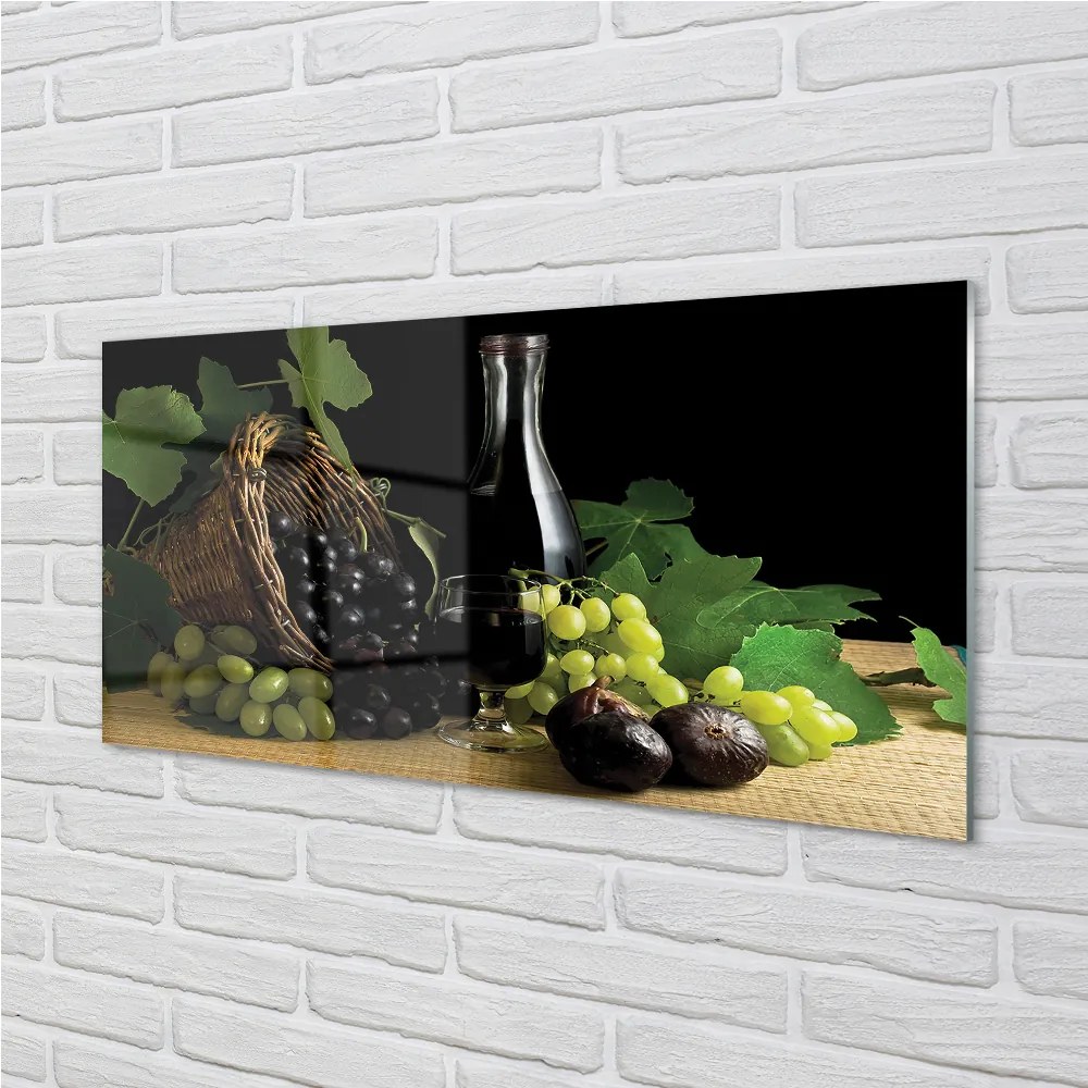 Pannello paraschizzi cucina Cesto di foglie d'uva da vino 125x50 cm