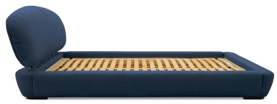 Letto matrimoniale imbottito blu scuro con doghe in legno 180x200 cm Odette - Scandic
