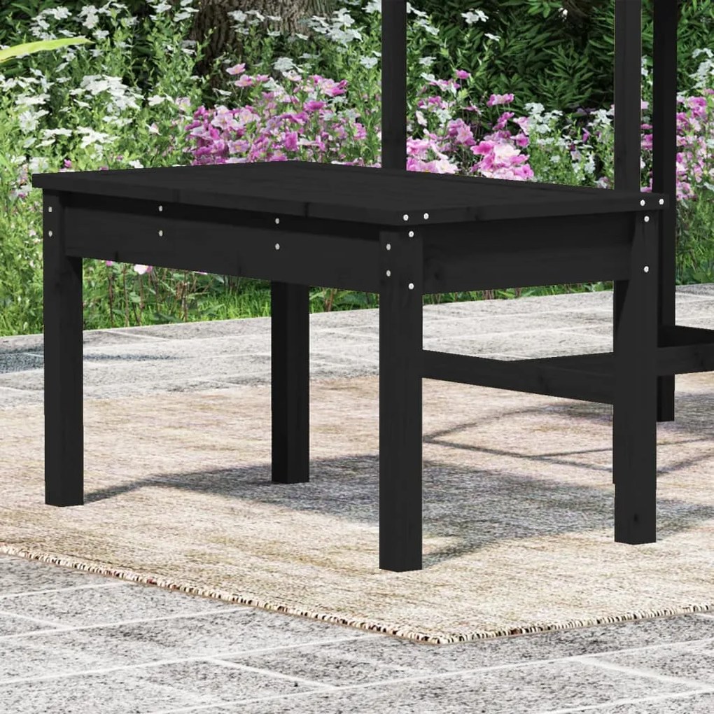 Panca da giardino nera 80x44x45 cm legno massello di pino