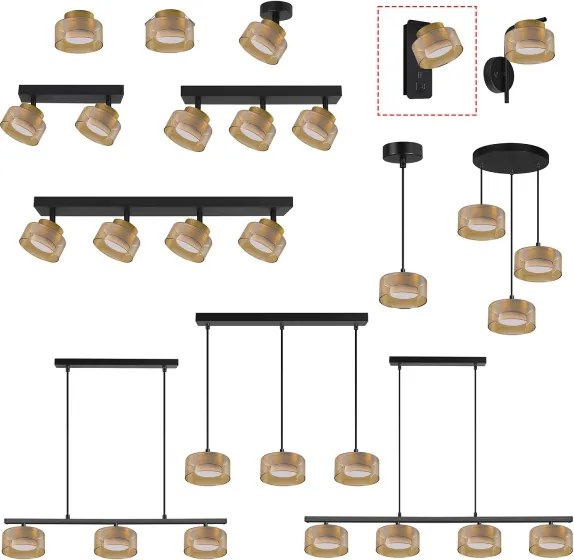 Brilagi - LED Applique con porta USB AURA LUX 1xGX53/30W/230V nero/oro