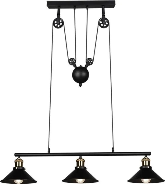 Reality - Lampadario a cavo POULI 3xE27/40W/230V nero