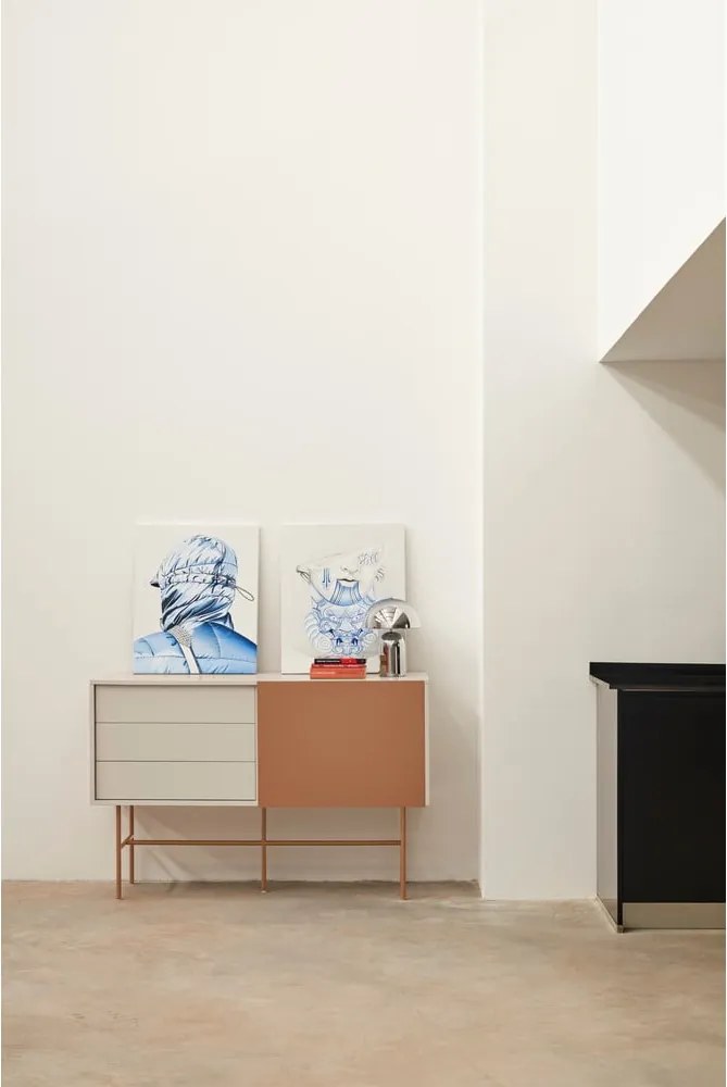 Cassettiera bassa con ante scorrevoli in mattone/beige 140x91 cm Nube - Teulat