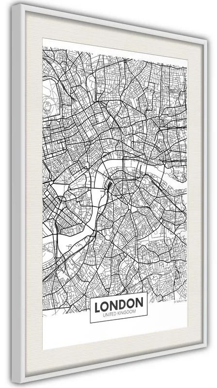 Poster  City Map: London  Cornice Quadri Cornice nera con pass-partout, Larghezza x Altezza Home decor 30x45