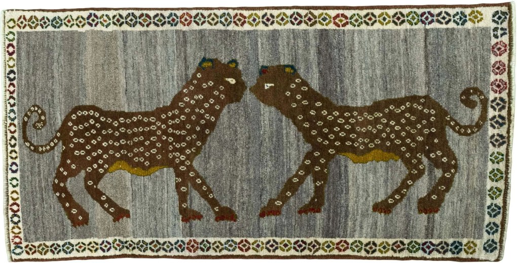 Gabbeh Tappeto 80 x 160 Nero (Iran) Annodato A Mano