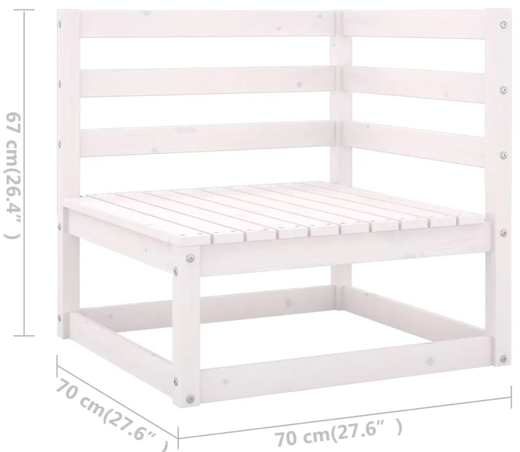 Set Divani da Giardino 7 pz Bianco in Legno Massello di Pino