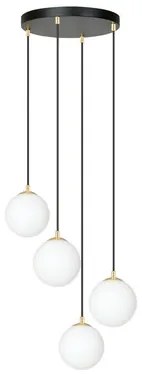 Lampadario a Sospensione in Acciaio e Vetro ROYAL 4 Bianco o Nero 4xE14