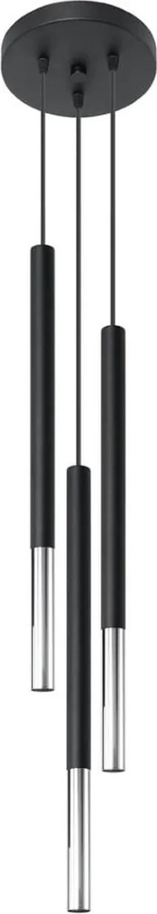 Lampada a Sospensione in Acciaio MOZAICA 3P Nero 3xG9