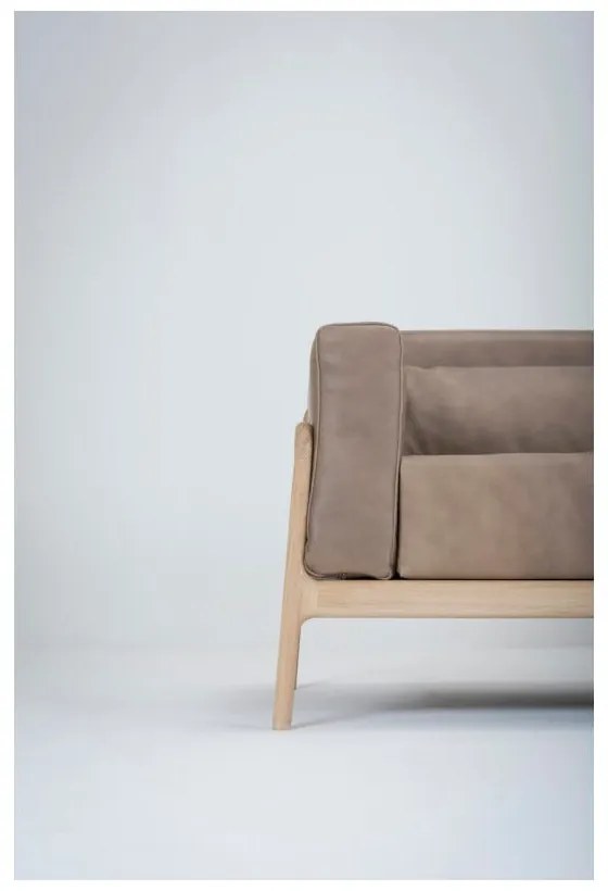 Divano in pelle di bufalo marrone chiaro con struttura in rovere massiccio , 210 cm Fawn - Gazzda