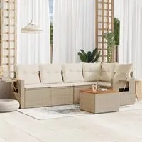 Set Divano da Giardino 6 pz con Cuscini Beige in Polyrattan 3256884