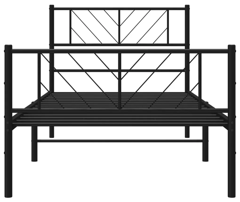 Giroletto con testiera e pediera metallo nero 75x190 cm