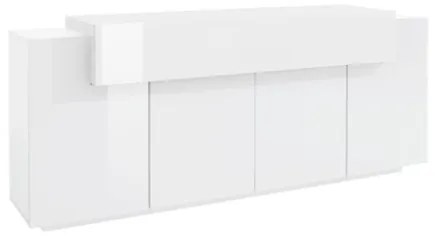 Credenza Moderna A 4 Ante 200x45x85,5 Bianco Lucido Laccato Corona