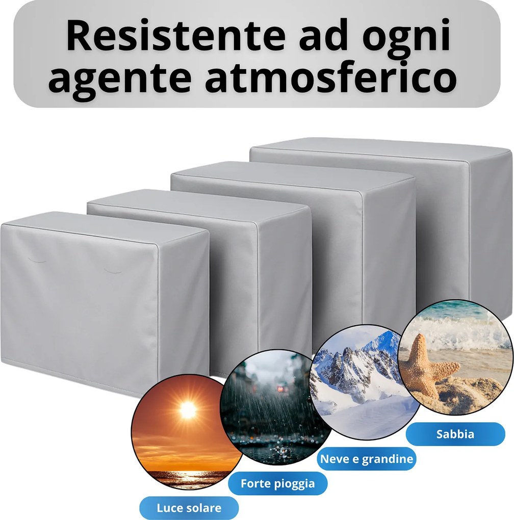 Copri Condizionatore da Esterno Impermeabile Taglia L in PVC Finitura Liscia Grigio...
